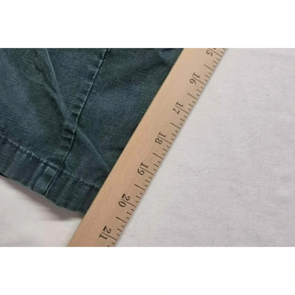 Zara women's green linen blend crop tapered drawstring casual pant sz. S pockets